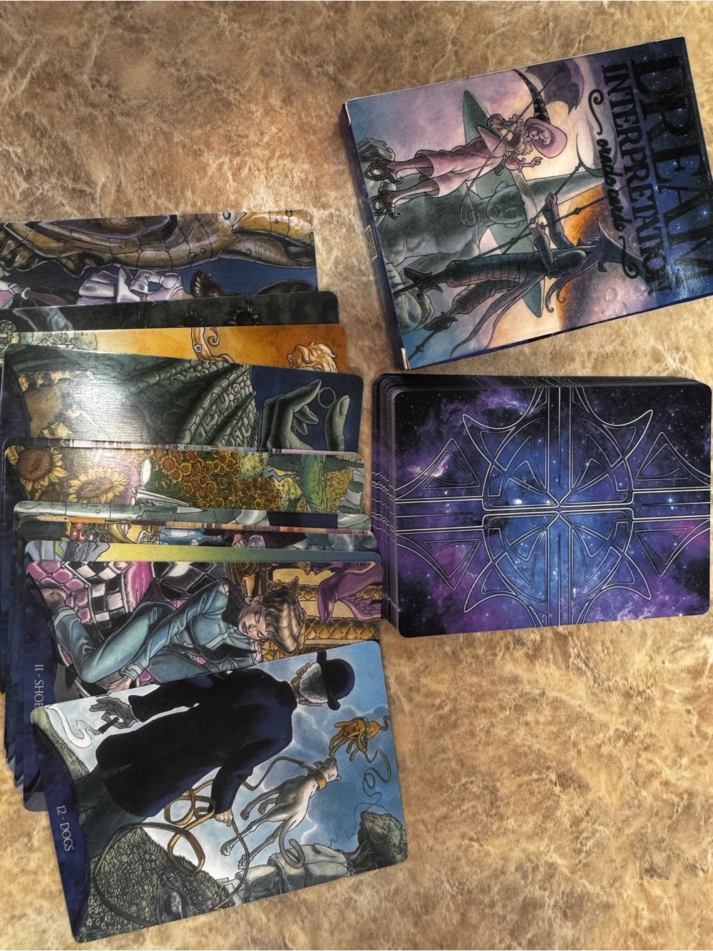 Dream Interpretation Tarot Deck - Illustrated Card Set in Purple & Multicolor